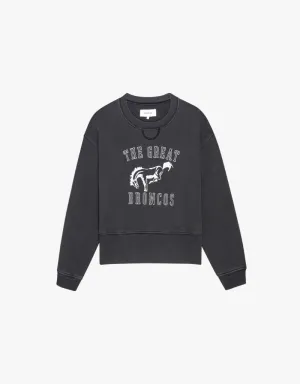The Great The League Sweatshirt in Washed Black with Bucking Bronco Graphic