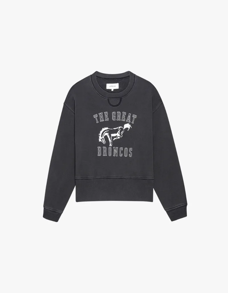 The Great The League Sweatshirt in Washed Black with Bucking Bronco Graphic