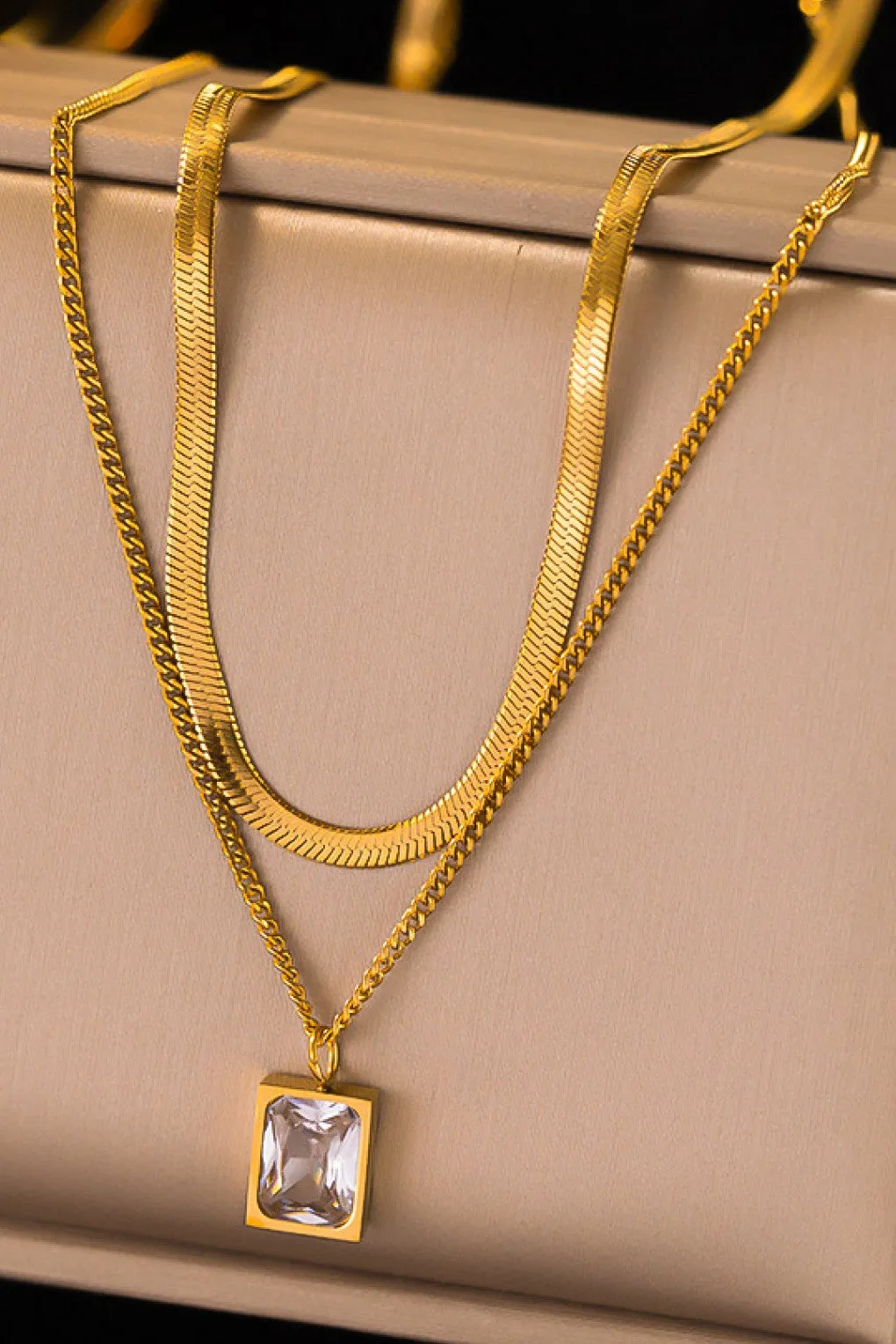 The Kellie 18K Gold Plated Layered Clear Stone Necklace