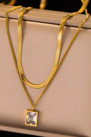 The Kellie 18K Gold Plated Layered Clear Stone Necklace