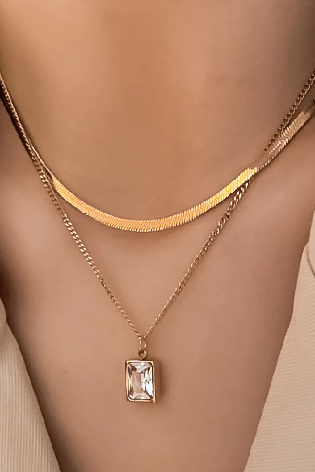 The Kellie 18K Gold Plated Layered Clear Stone Necklace