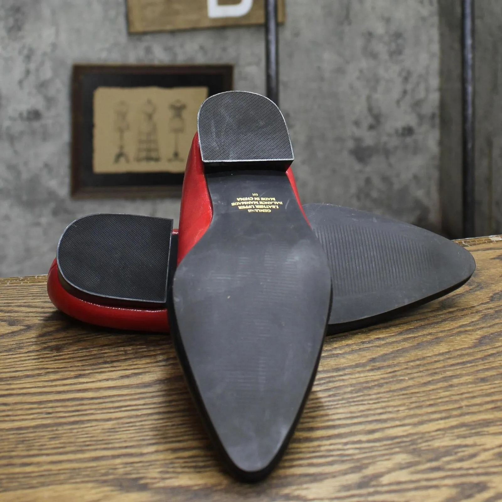 The Tog Shop Womens Vintage Pointed Toe Flats 1673d90b47a035 Red / Black 6M