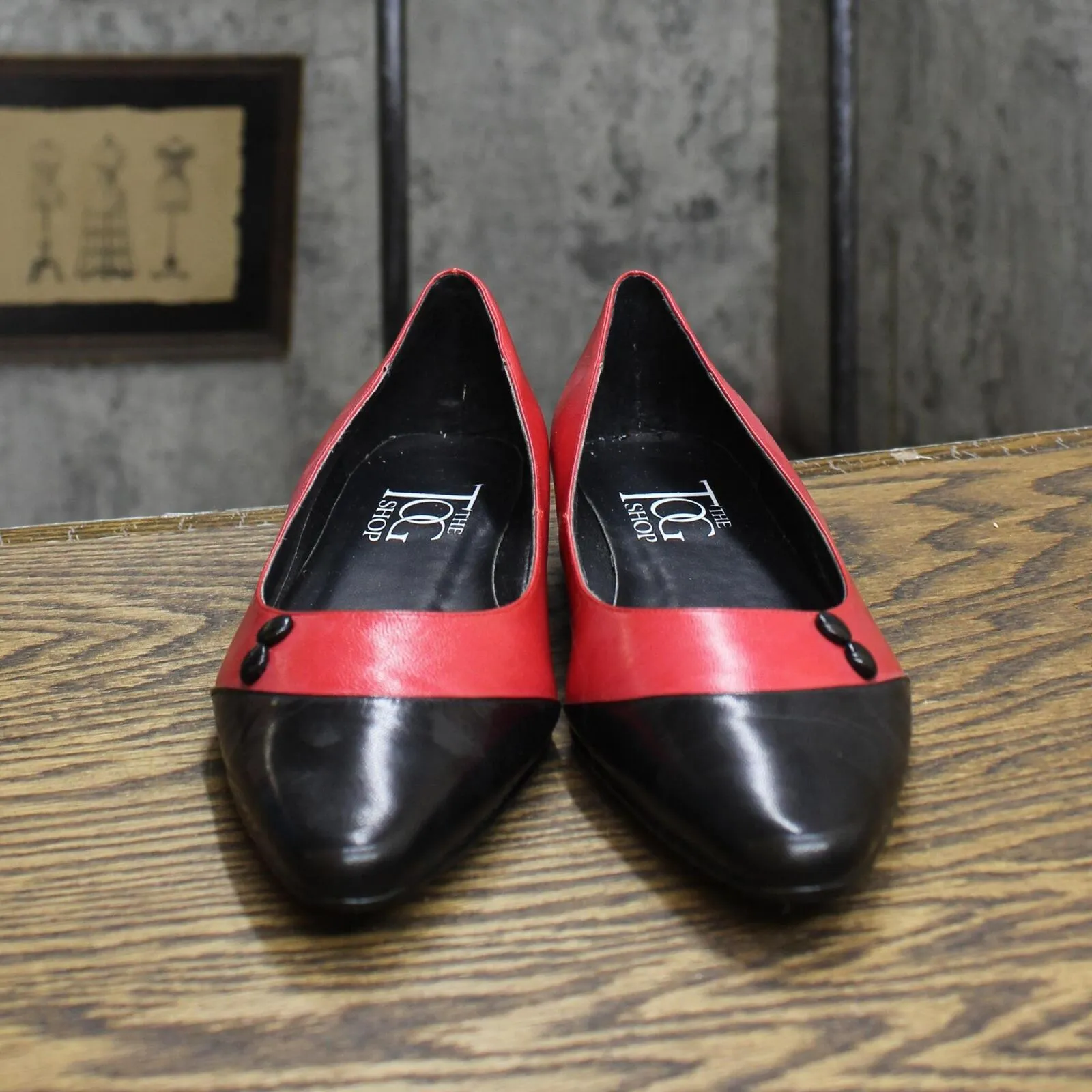The Tog Shop Womens Vintage Pointed Toe Flats 1673d90b47a035 Red / Black 6M