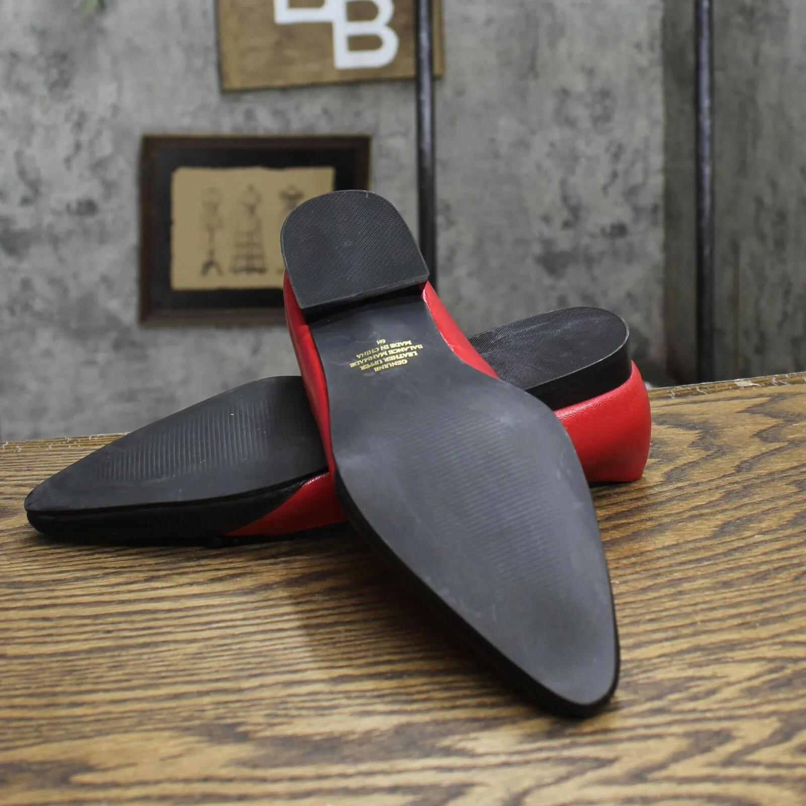 The Tog Shop Womens Vintage Pointed Toe Flats 1673d90b47a035 Red / Black 6M