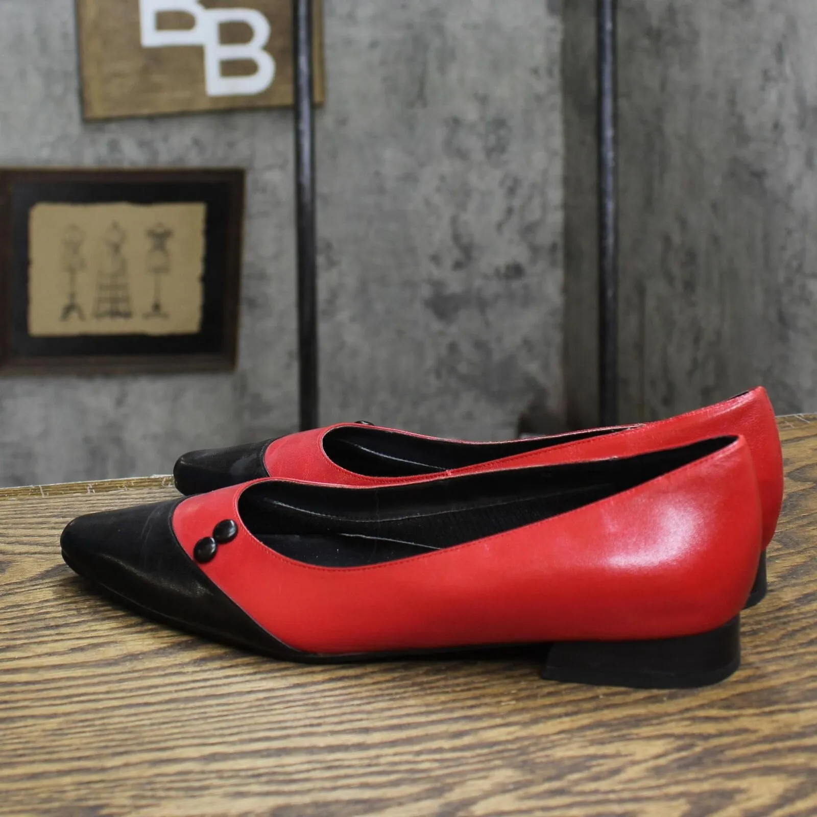 The Tog Shop Womens Vintage Pointed Toe Flats 1673d90b47a035 Red / Black 6M