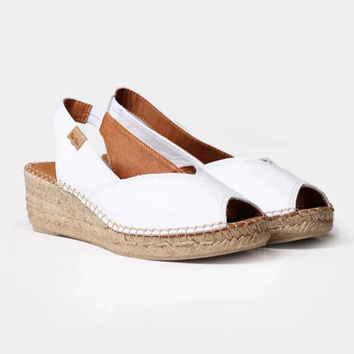 Toni Pons Bernia-P Peep Toe Espadrilles In White Leather