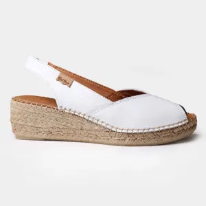 Toni Pons Bernia-P Peep Toe Espadrilles In White Leather