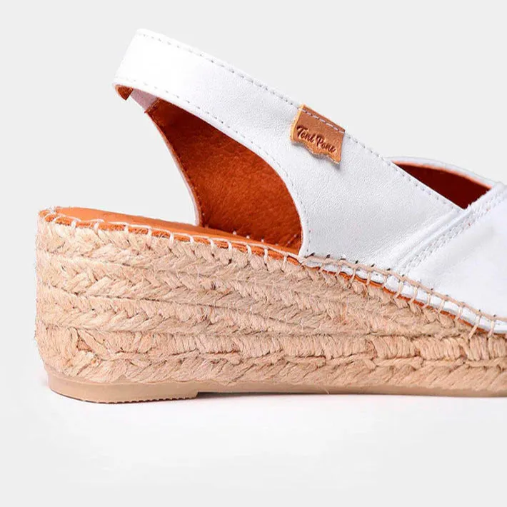 Toni Pons Bernia-P Peep Toe Espadrilles In White Leather