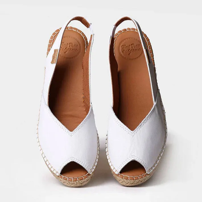 Toni Pons Bernia-P Peep Toe Espadrilles In White Leather