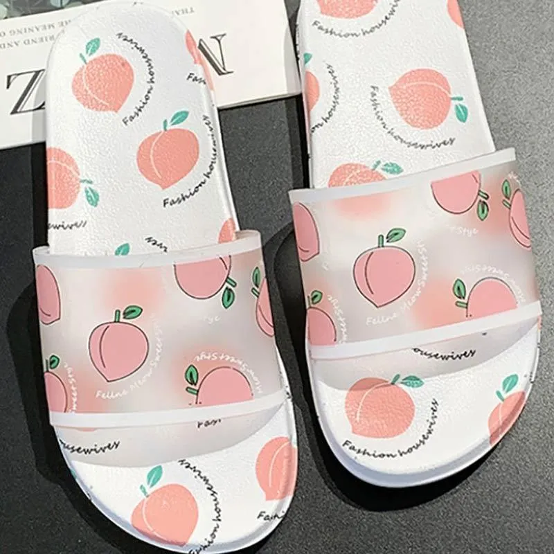 Transparent Fruit Pattern Flat Slippers