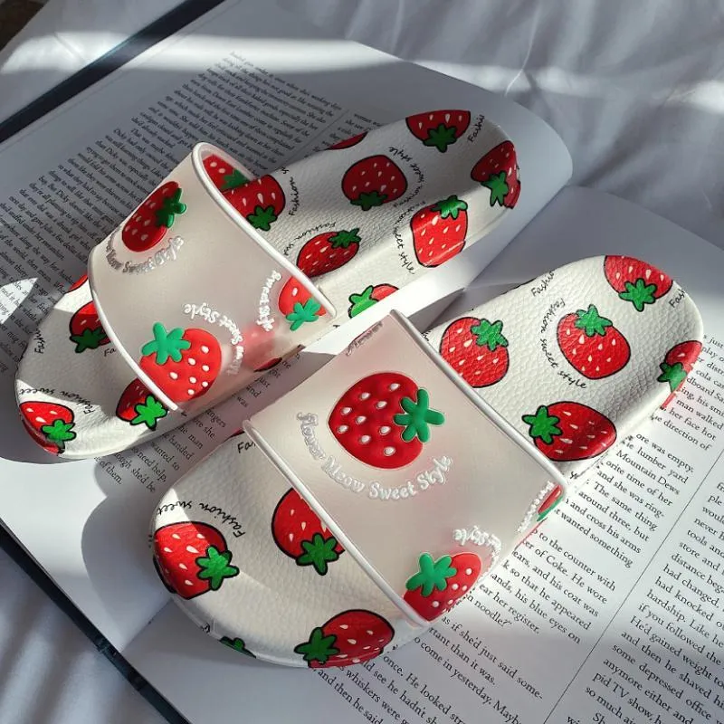 Transparent Fruit Pattern Flat Slippers