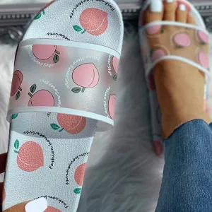 Transparent Fruit Pattern Flat Slippers