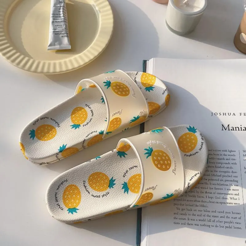 Transparent Fruit Pattern Flat Slippers