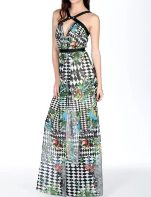 Tropical Paradise Cross Front Maxi Dress