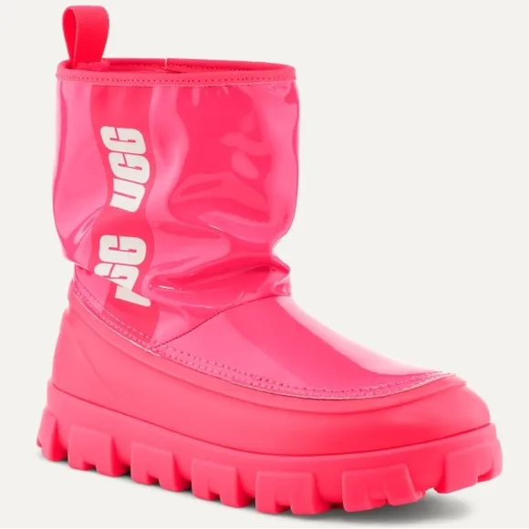 Ugg Classic Brellah Mini Boot Super Coral Pink Scrunched Kids Girls 3