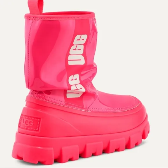 Ugg Classic Brellah Mini Boot Super Coral Pink Scrunched Kids Girls 3