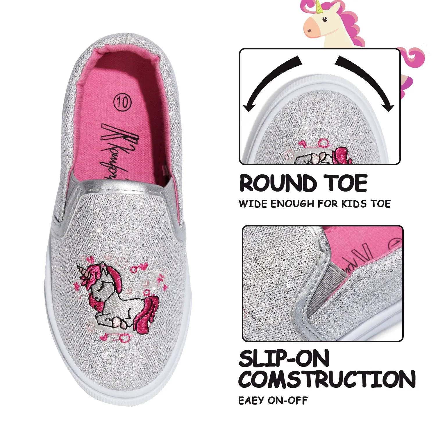Unicorn Slip-on Silver Glitter Espadrilles