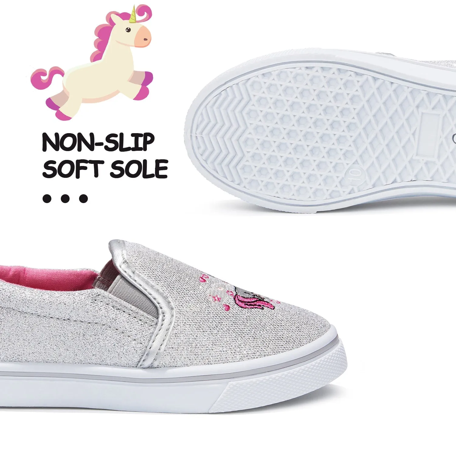 Unicorn Slip-on Silver Glitter Espadrilles