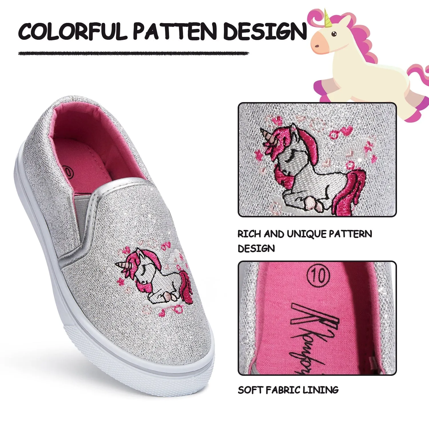 Unicorn Slip-on Silver Glitter Espadrilles