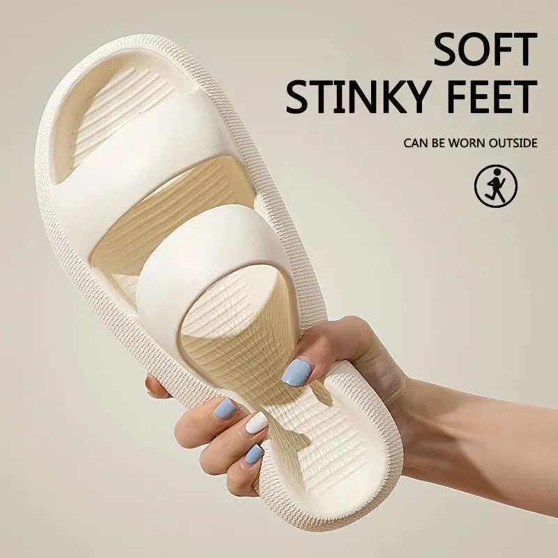 Unisex Slippers Women's Outer Wear Stepping on Shit Touching Flip-flops Bath Non-slip Thick Bottom Sandals Summer Men's Slippers
