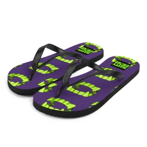 Vampire Teeth Fang Flip-Flops All Over Print / Purple & Neon Green