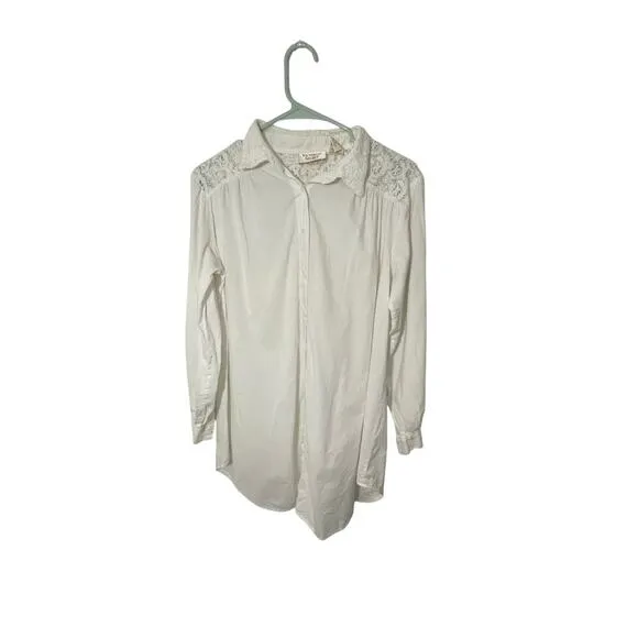 Victoria Secret Gold Label Vintage Victorian Long Sleeve Button Up Nightgown M