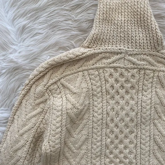 Vintage 60s Gaeltarra Handknit Wool Irish Fisherman Cable Knit Zipper Sweater