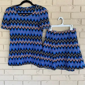 Vintage 70’s Women’s The Red Eye Top Skirt Twin Set Size 9 Mod Gogo