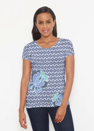 Vintage Blooms Blue (8060) ~ Short Sleeve Scoop Shirt
