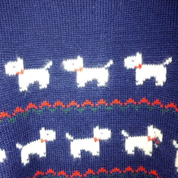 Vintage Composition Luxurious Wool Knitted Vest With Dog Pattern Sz L Na…