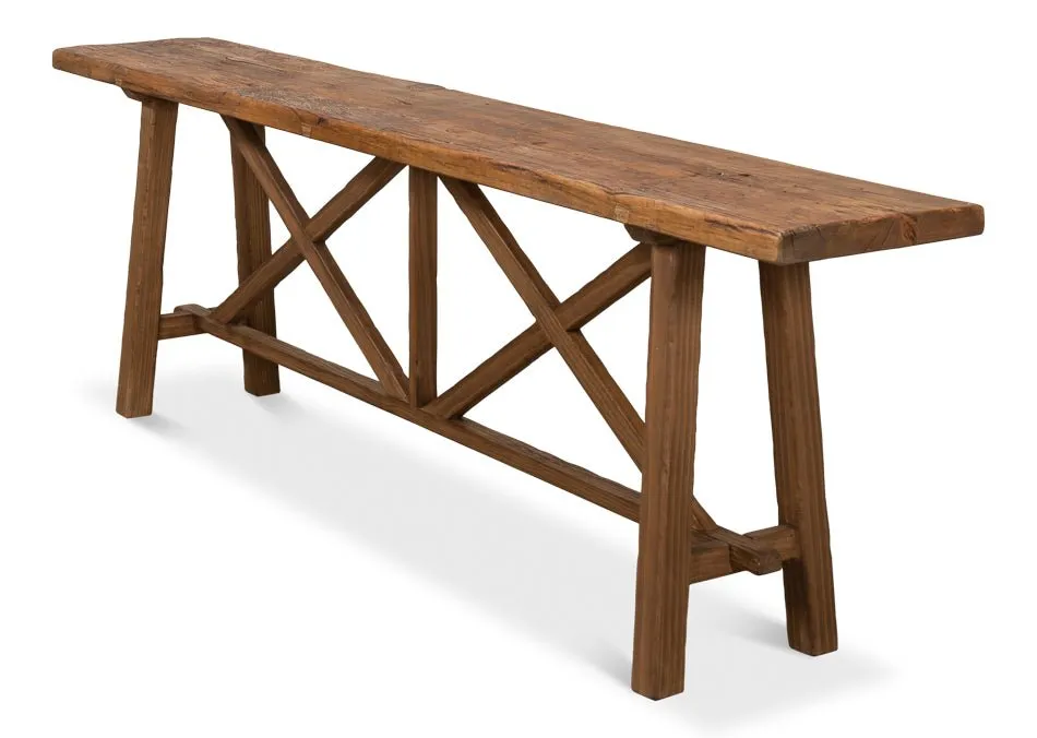 Vintage Double X Base Console Table