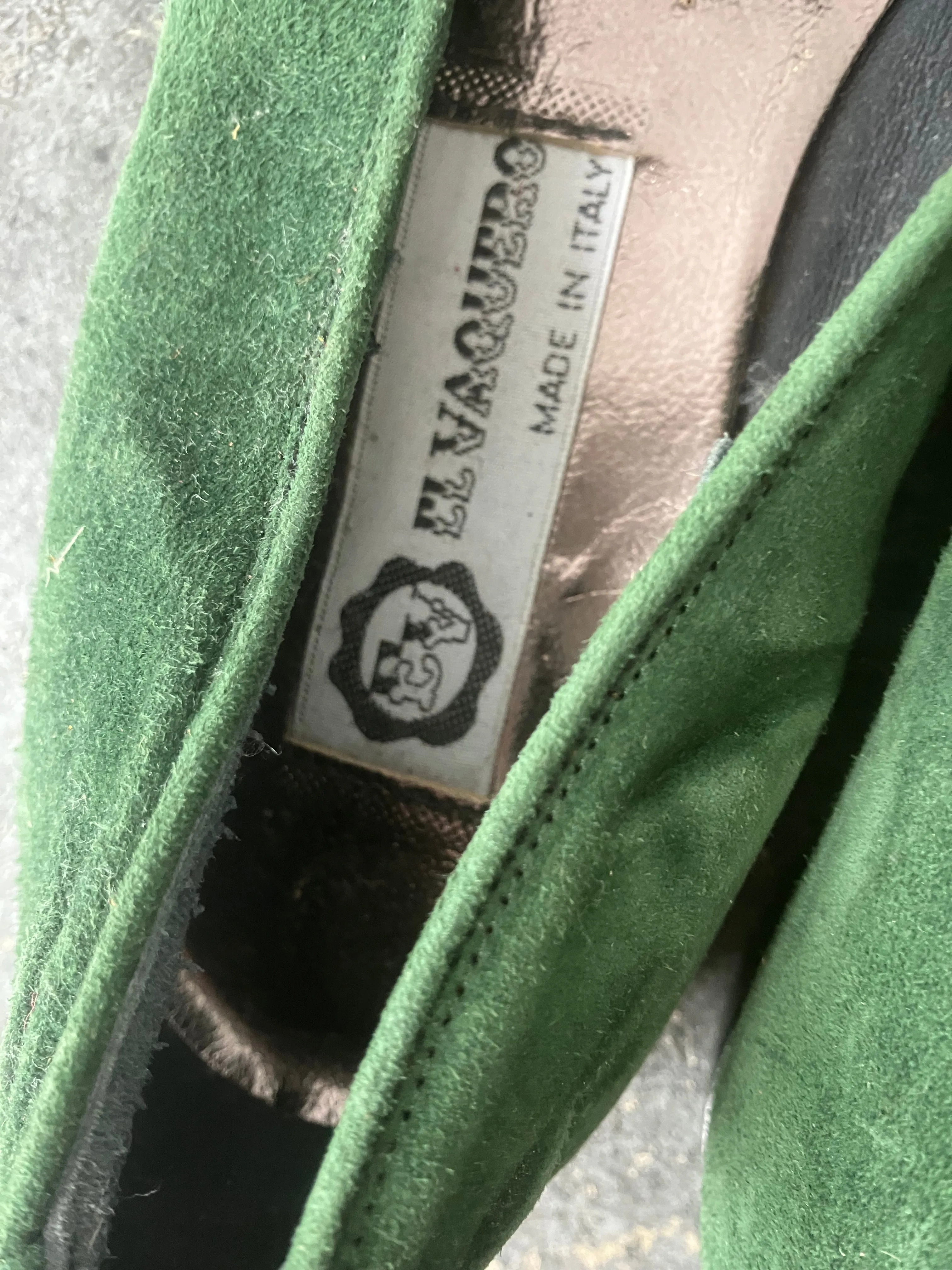 Vintage El Vaquero Green Suede and Eel Shoes