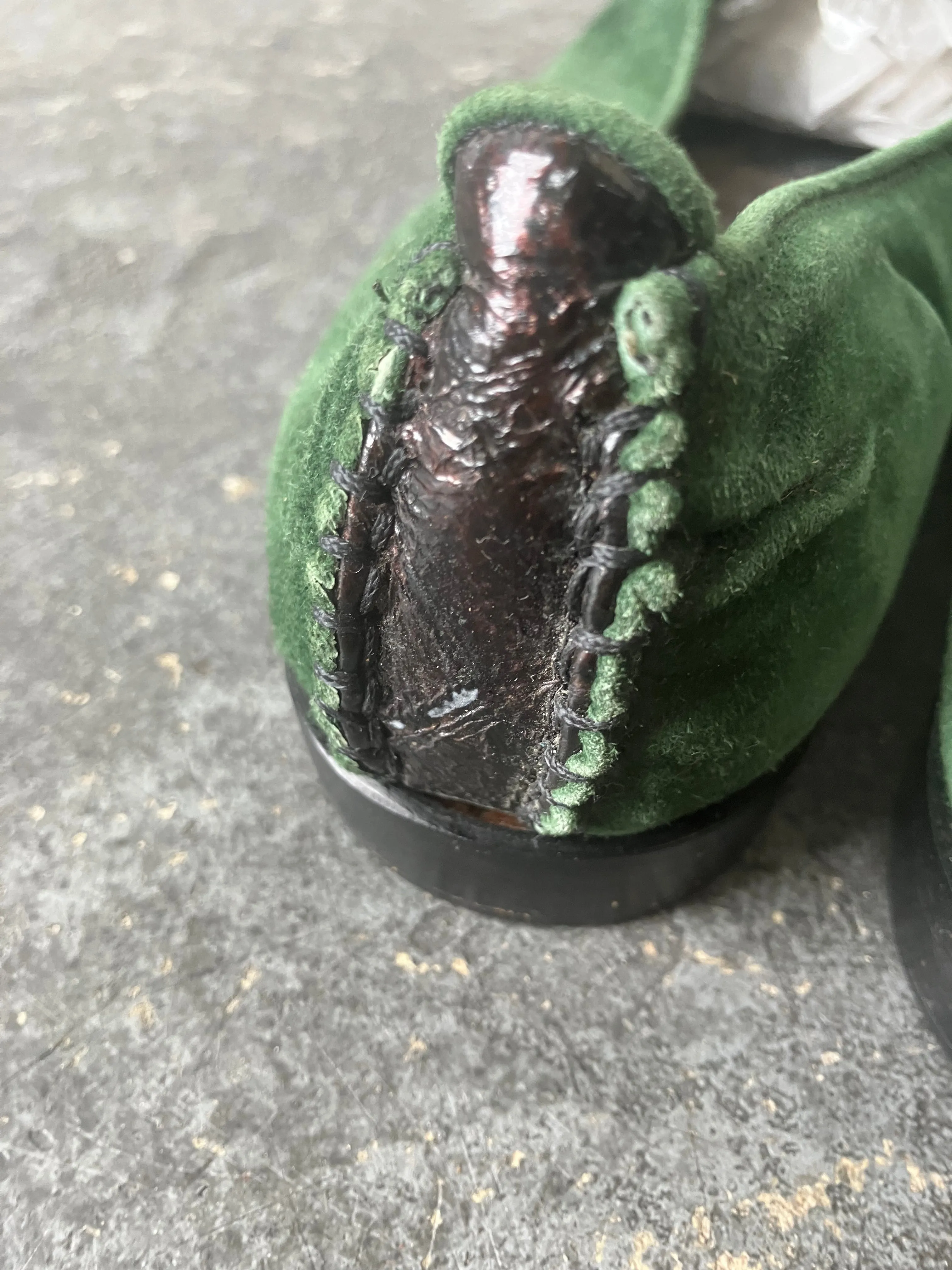 Vintage El Vaquero Green Suede and Eel Shoes