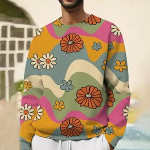 Vintage Floral Print Crewneck Sweatshirt