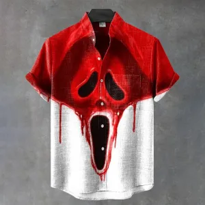 Vintage Halloween Art Print Casual Shirt
