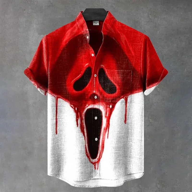 Vintage Halloween Art Print Casual Shirt