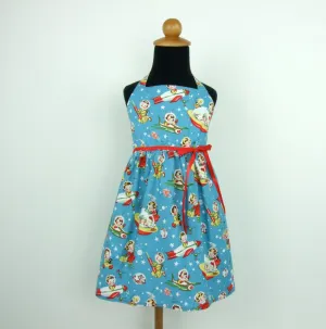 Vintage Inspired  Blue Spaceship Girl's Dress #GD-BS423