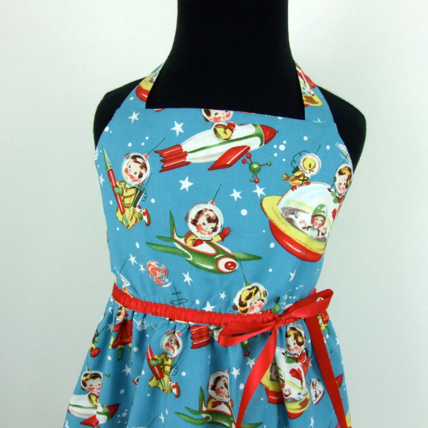 Vintage Inspired  Blue Spaceship Girl's Dress #GD-BS423