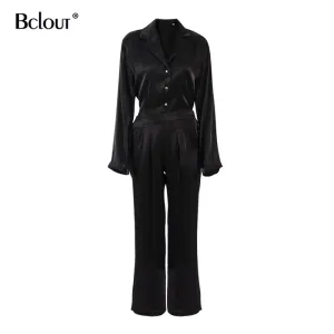 Vintage Long Sleeve Top And High Waist Pants Set