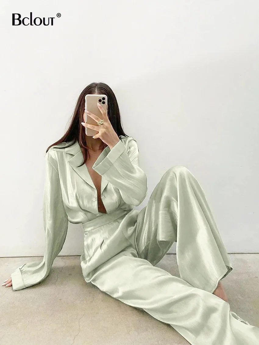 Vintage Long Sleeve Top And High Waist Pants Set