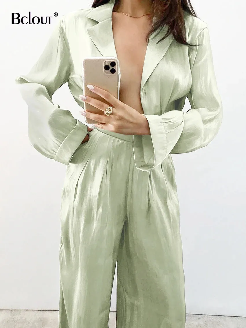 Vintage Long Sleeve Top And High Waist Pants Set