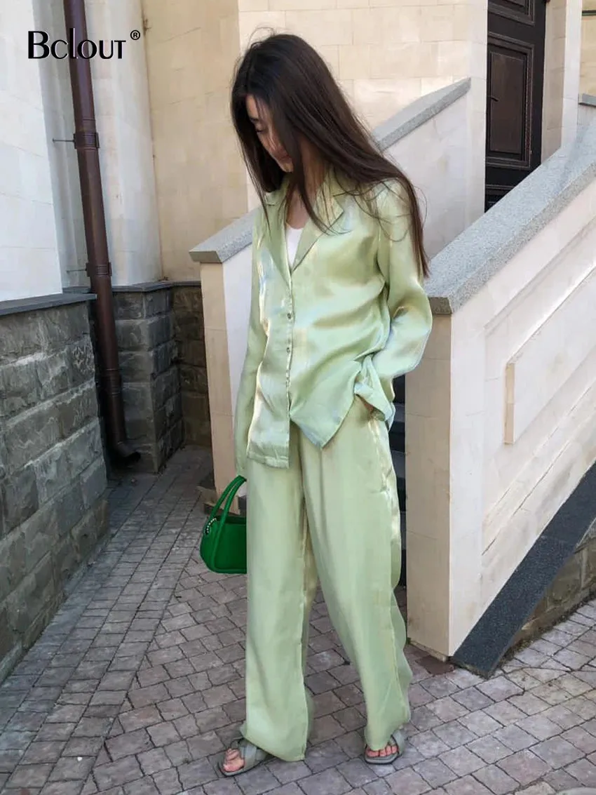 Vintage Long Sleeve Top And High Waist Pants Set