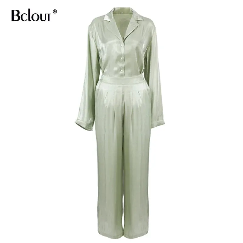 Vintage Long Sleeve Top And High Waist Pants Set