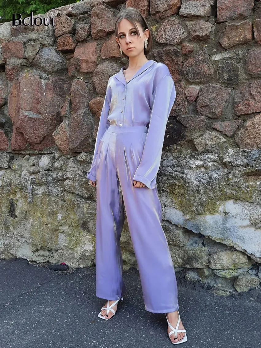 Vintage Long Sleeve Top And High Waist Pants Set