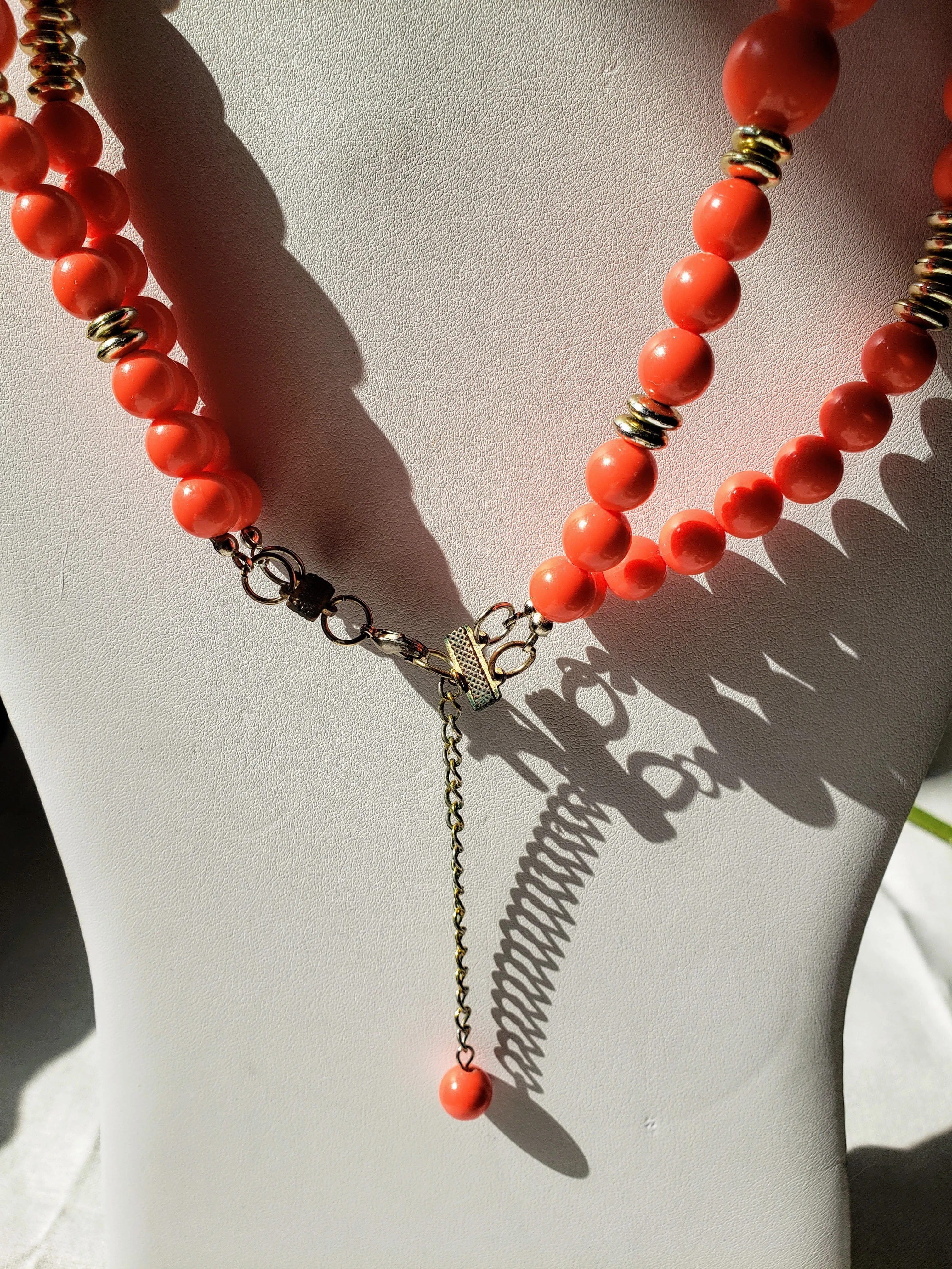 Vintage - Orange Beaded Necklace