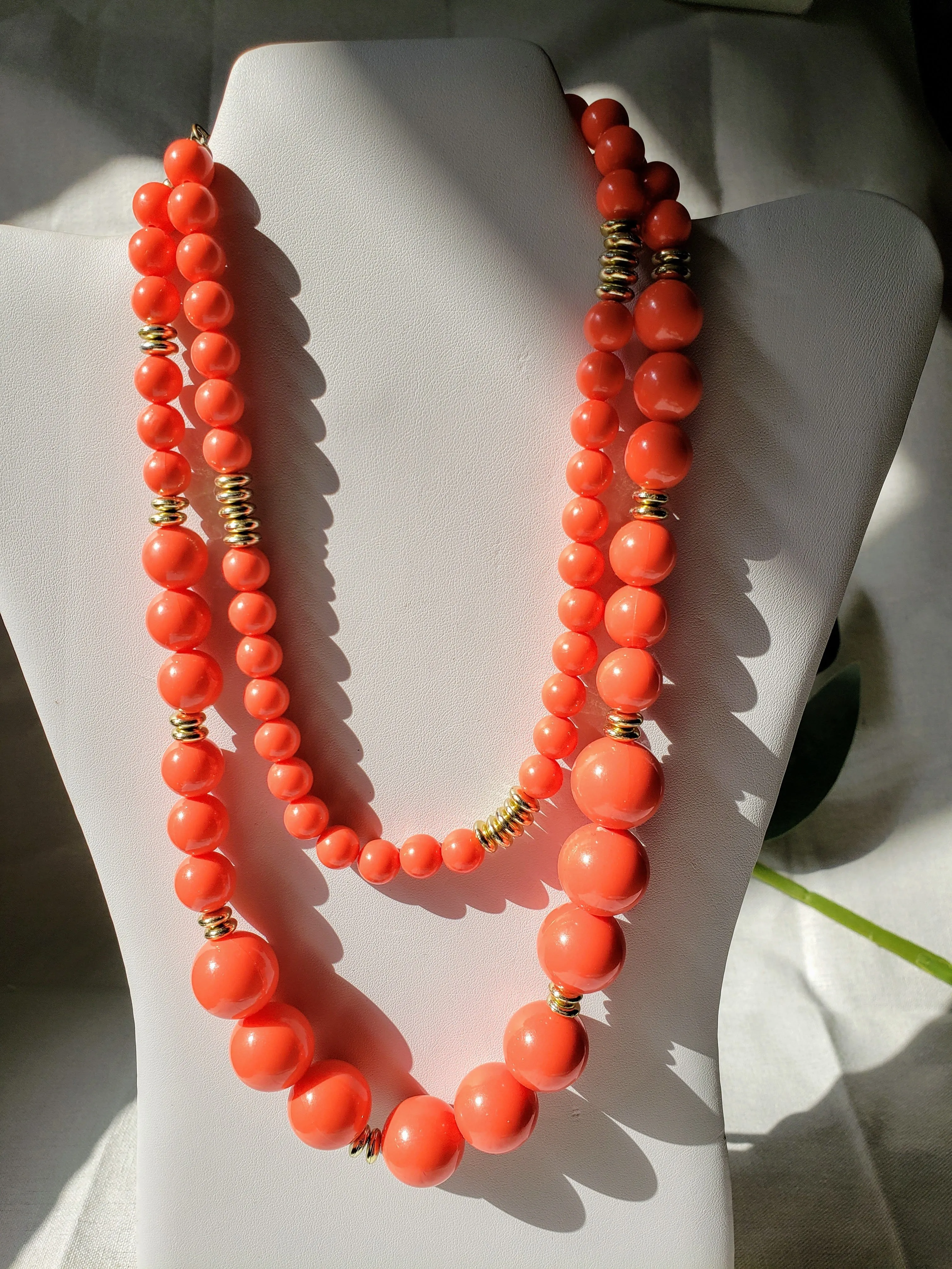 Vintage - Orange Beaded Necklace
