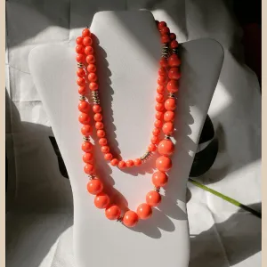 Vintage - Orange Beaded Necklace