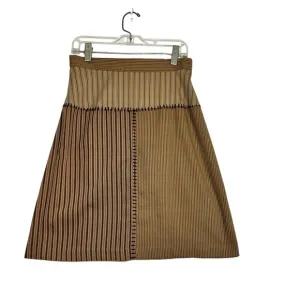 Vintage Patchwork Skirt Brown Striped Boho Prairie Hippie 1980s 1990s