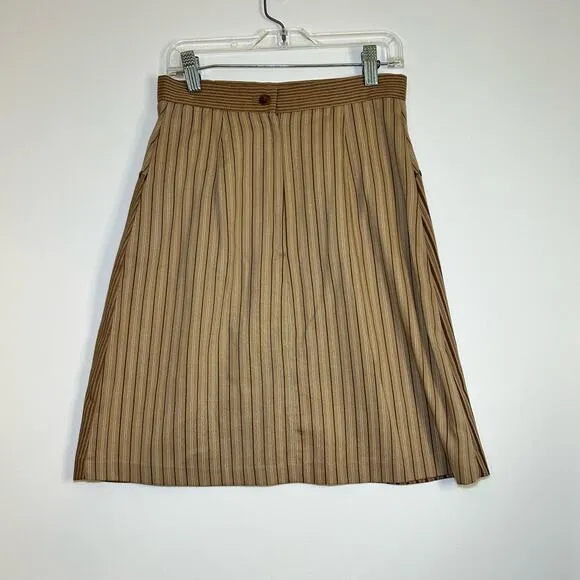 Vintage Patchwork Skirt Brown Striped Boho Prairie Hippie 1980s 1990s