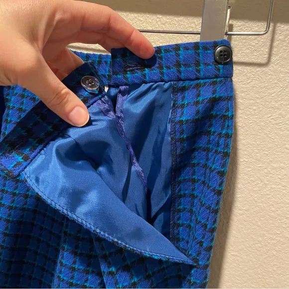 Vintage‎ Pendleton Skirt Size 6 Petite 100% Virgin Wool Blue Plaid Like New
